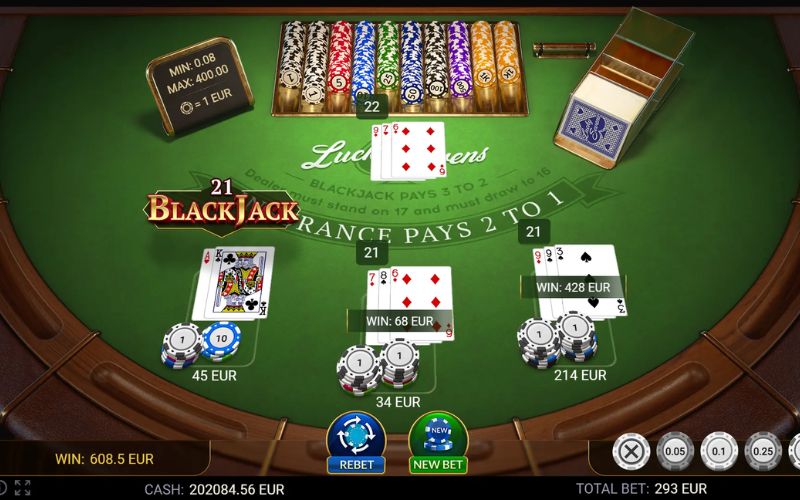 giao diện game bài Blackjack